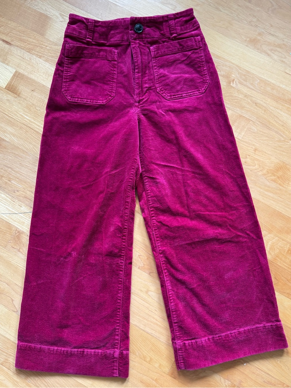 Maeve Wide-Leg Corduroy Pants in Hot Pink